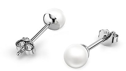 Perlenohrringe 4mm Ohrringe Silber 925 für Damen Perlen Ohrringe 925 Silber