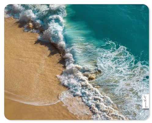 Mouse Mat with Wave Motif from Above, 24 x 19 cm, Standard Size Mousepad, Quality Print on Cellular Rubber, Non-Slip, Waterproof and Wipe-Clean, dv_1243