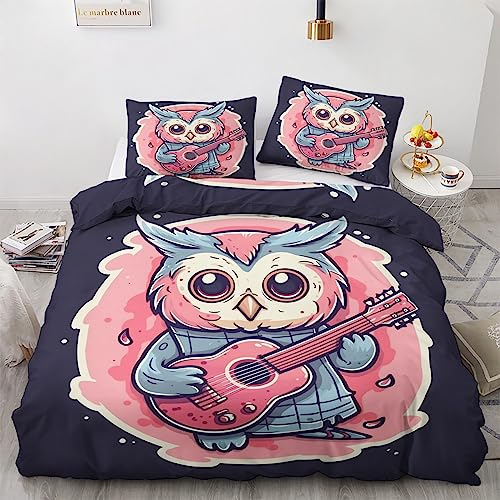 GEDAEUBA Sommer Bettwäsche 140x200 Eule - Kinder Bettbezug 140x200 2er Set, Wendebettwäsche und Kissenbezug 70x90, Weiche & Atmungsaktive Mikrofaser Bettwäsche-Sets mit Reißverschluss