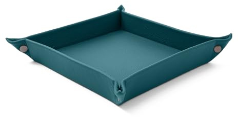 Eglooh - Iris - Taschenleerer aus echtem Leder Türkisgrün Blau - Schreibtisch-Organizer mit modernem Design - Ablagefach für Schlüssel, Münzen, Schmuck - cm 18 x 18 - Made in Italy