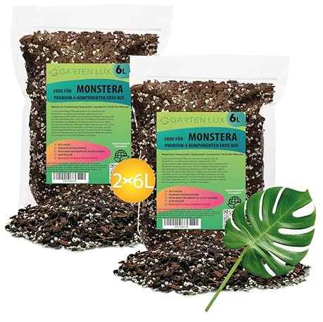 Garten Lux Premium Monstera Erde 12L-4-Komponenten Erde für Monstera-schnell entwässernde Erde für die Aufzucht und Umpflanzung von Pflanzen.
