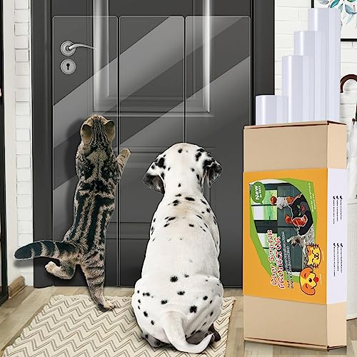 AnExer Kratzschutz Katze Tape 25 cm x 100 cm x 4 Stück, Kratzschutz Tür Kratzfolie Katzen Selbstklebend Transparent, Kratzschutz Sofa Katze Hunde für Möbel Couch Tür Wand Bett Treppenhäuser Autositz