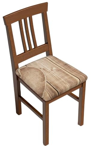 Jmorco Holz-Herz-Stretch-Stuhl-Sitzbezüge Für Esszimmer, Stuhl-Pads Esszimmerstuhl Sitzschoner Stuhl Schonbezüge Sechs Stück