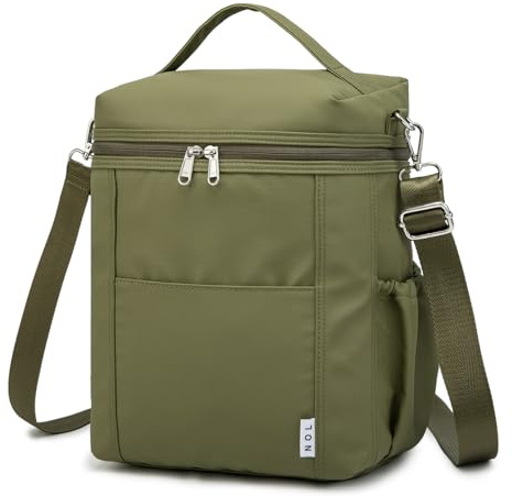 NOL Natural Organic Lifestyle Isolierte Lunchtasche für Damen, Kühltasche, leicht, Nylon, wasserdicht, Lunchbox für die Arbeit (Amy-Grün, groß), 23619-19-AGREEN