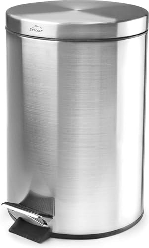 Suinga Papelera Baño con Pedal 12L Acero Inoxidable para Hotel, Restaurante | Papelera Higienica 25x40 cm