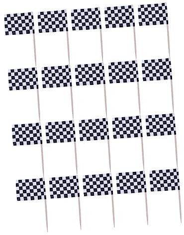 GOOHOCHY 200stücke Zahnstocherflaggen Für Partys Dekorative Flaggen Für Torten Cupcakes Und Snacks Für Feiern Hochzeiten Und Buffets Schwarz-weiße Karomuster