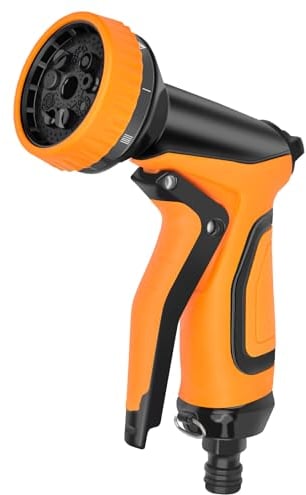Garden Metal Hose Spray Gun, High Pressure Hose Pipe Spray Guns, Garden Hose Nozzle Attachments with 9 Adjustable Modes Water Gun for Watering Plants or Lawns, Shower Pets, Car Washing