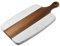 XKONG Wood and Marble Cutting Board, Small Oblong Reversible Charcuterie Board with Handle, White Marble and Wood, Perfect for Cheese, Bread, Fruit, Meat, and Vegetables
