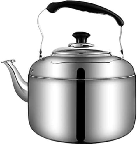 Hervidor de agua silbante retro de acero inoxidable con silbato de acero inoxidable, estufa de gas, cocina de inducción, hervidor de agua caliente, tetera de té, tetera de acero, 3 L