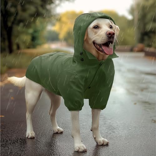 Navaris Regenmantel Regenjacke für Hunde - Regenmantel Hund wasserdicht - Hundemantel Hunderegenmantel Regencape aus PU und Polyester - Dog Raincoat - Grün - XL