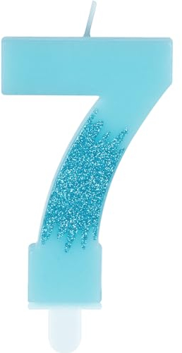 Blaue Geburtstagskerzen Zahlen 7 Kerzen für Kuchen, blaue Partykerzen, Happy 7th Birthday Kerze, Glitzerkerzen, Tortenaufsatz für Mädchen und Frauen, 7. Geburtstag, Party-Dekorationen, Hochzeitstag