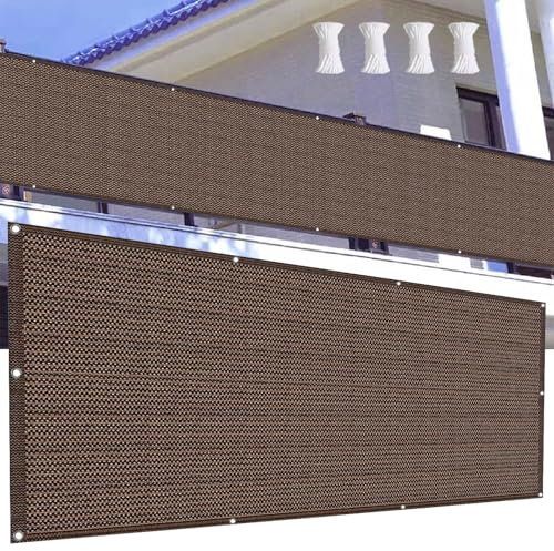 Balkon Sichtschutz 100 x 400 cm Uv-Schutz, Windschutz Sichtschutz Sichtschutzzaun Reißfest, mit Ösen Kabelbinder Zaunblende für Garten Balkon Terrasse, Braun