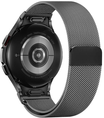 Faliogo Ein klick Metall Armband - Kompatibel mit Samsung Galaxy Watch 6 & 7, Edelstahl Ersatzarmband für Watch 5 Pro/6 Classic, Schwarz