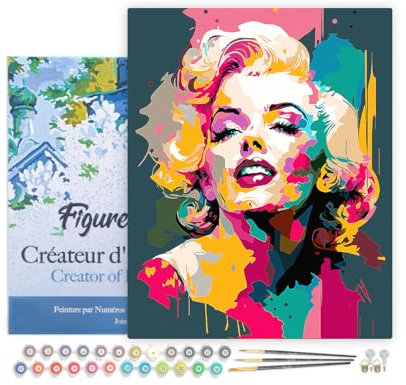Figured'Art Peinture par Numéro Adulte avec Cadre Diva Abstraite - Activité Manuelle Kit de Loisir Créatif DIY Numéro d'Art Complet - 40x50cm toile tendue sur châssis