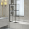 NRG 800 x 1400mm Square Bath Screen Reversible 6mm Grid Glass Black Framed Bathroom Over Bath Screens