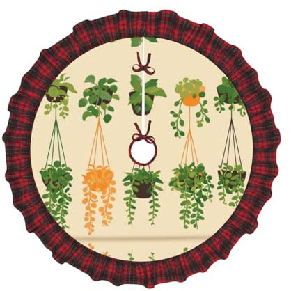 Base per albero di Natale verticale in vaso, 121,9 cm, motivo bufalo rosso e nero, adatto per decorazioni interne ed esterne per riunioni di famiglia e vacanze invernali
