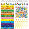 Yisscen 86 Stück Cartoon Party Mitgebsel Set, 12 Slap Armbänder + 12 Anime Schlüsselanhänger + 12 Gel-Tintenstifte + 50 Kinder Aufkleber, Kinder Geburtstag Party Geschenk Für Mädchen Jungen