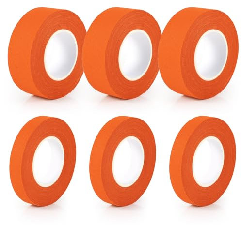 BOXOB 6St 9,14m Lacrosse Tape, 25mm 12,5mm Nicht Vorgeschnitten Lacrosse Stick Tape Baumwolle Schweißabsorbierend Hockey Band Hockey Schläger Band für Lacrosse Baseball Golf (Orange)