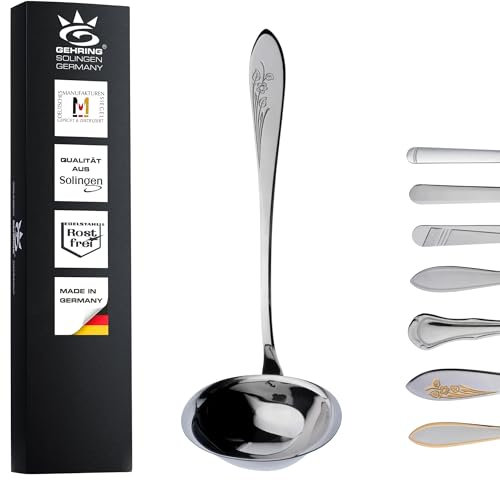 Gehring Solingen Flower Soup Ladle, Ladle for Soup, Stainless Steel Cutlery, Sauce Ladle, Dishwasher Safe, Made in Germany