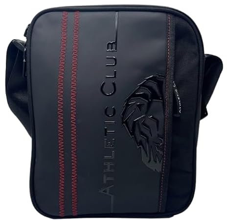 Athletic Club Bolso Bandolera Deportivo, Negro con Detalles en Rojo, Oficial