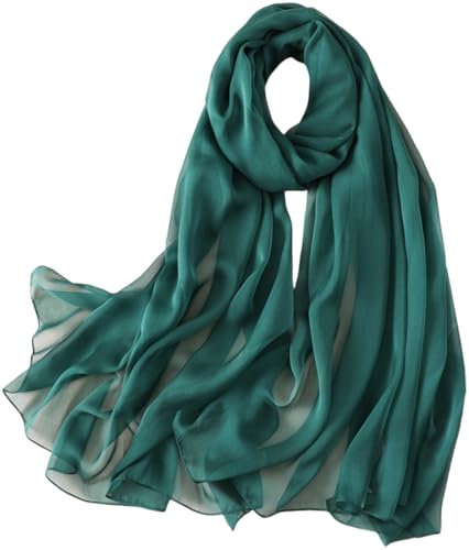 MEDUOLA Echarpes et Foulards Femme Écharpe en Mousseline de Soie Écharpe Transparente Douce et légère Couleur unie 185x110cm (Vert foncé)
