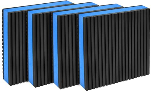 Akamino 4 Pcs Rubber Anti Vibration Pads, 4 x 4 x 7/8 Inch Heavy Duty Vibration Isolation Mats with EVA Center, Sound Isolation Ribbed Rubber Mats for Air Compressos, Conditioner, Treadmill, HVAC Wash