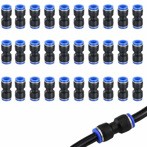 Wjelet 40 Stück Pneumatik Steckverbinder 4mm,Schnellbefestigungen,Push In Druckluft Verbinder Set Aus PE Kunststoff,Pneumatische Fittings Für Luft Und Wasserleitungen In Werkstatt Und Haushalt