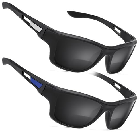 Missfive Premium Bifokal Lese-Sonnenbrille für Männer Leichtes Gewicht Rundherum-design Sonnenbrille UV-Schutz Sport/Außenbereich/Fahren (schwarz, +2.50)