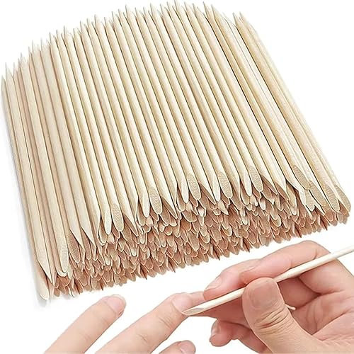 100 Pieces Orange Wooden Nail Sticks - Double-Ended Cuticle Pushers, Nail Cleaners, and Nail Art Tools for Manicure, Pedicure, Gel Polish Removal - Multi-Purpose Professional and Home Use