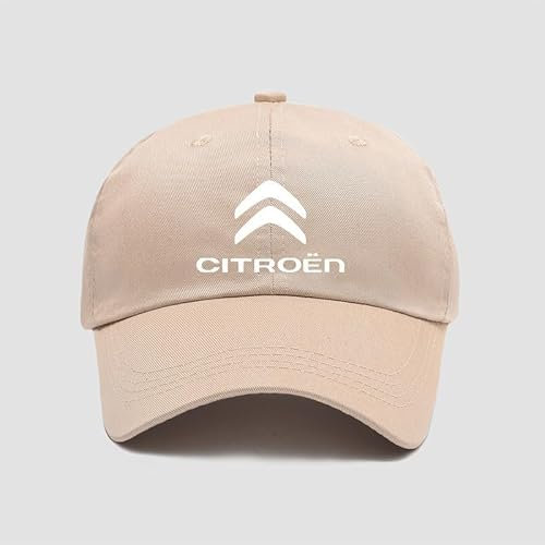 HONGYANFA Baseball Cap mit Auto-Logo für Citroen C3 C4 C5 Elysee, Baumwoll-Mütze Verstellbar für Damen & Herren Baseballkappe mit Autologo,Khaki