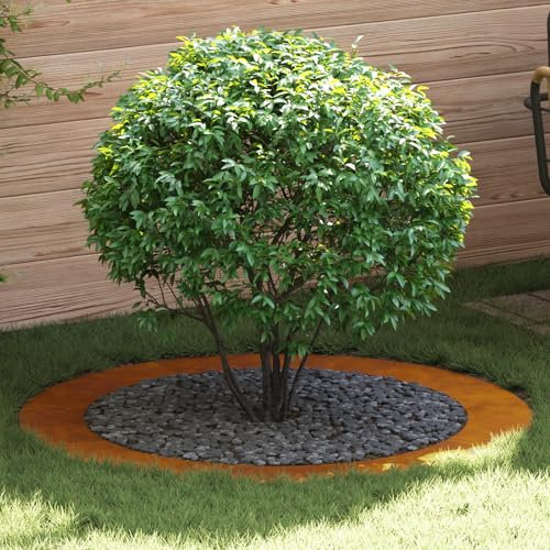 Pangshiyuan Pot de fleurs rond en acier Corten avec surface résistante à la rouille, 120 cm de diamètre, en métal robuste, idéal pour l'extérieur, bronze