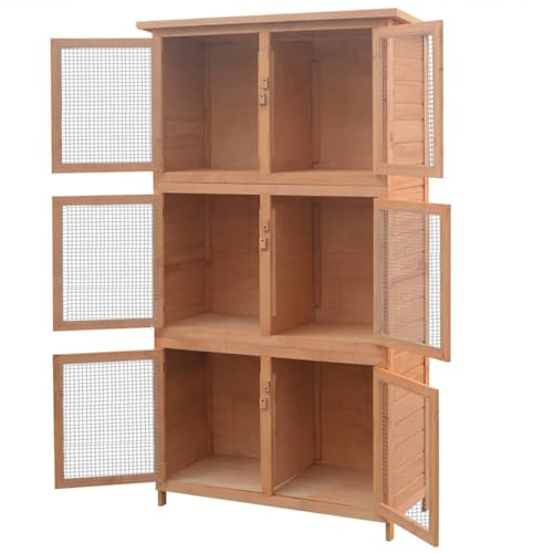 Vopese Holz-Kaninchenstall Deluxe | 6 separaten Boxen | lackiertes Tannenholz | 102 x 48 x 180 cm | für Garten Model170347