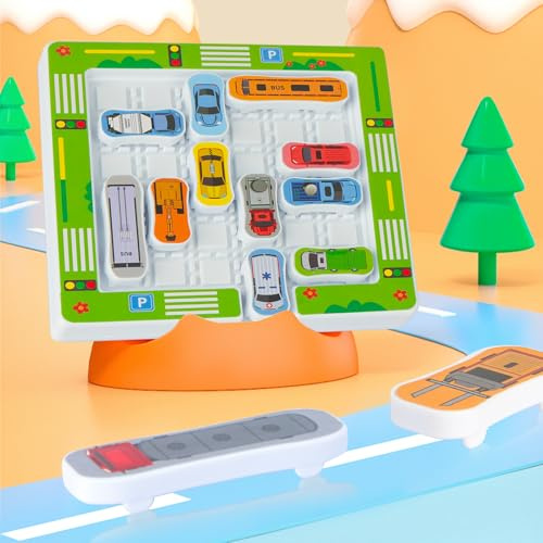 Lhdfyqt Parkspiele, Brettspiele ab 6 Jahre, Rush Hour Spiel, Auto Spielzeug Stauspiel Logikspiel mit 360 Levels, Denken Logik Puzzle Spiele ab 6 7 8 9 10Jahren, Familienspiel Reisespiel Geduldspiel