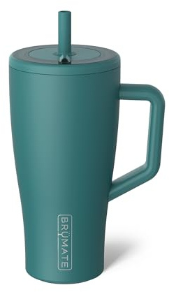 BrüMate Era 30 oz Tumbler with Handle and Straw | 100% Leakproof Insulated Water Bottle Tumbler with Lid and Flexible SoftSip Straw | Made of Stainless Steel | Cup Holder Friendly | 30oz (Juniper)