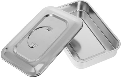 LOORGVEL Sterilisationsbox Aus Edelstahl Mit Quadratischem Deckel Rostfrei Langlebig Für Medizinische Instrumente Nagelstudio Und Pediküre