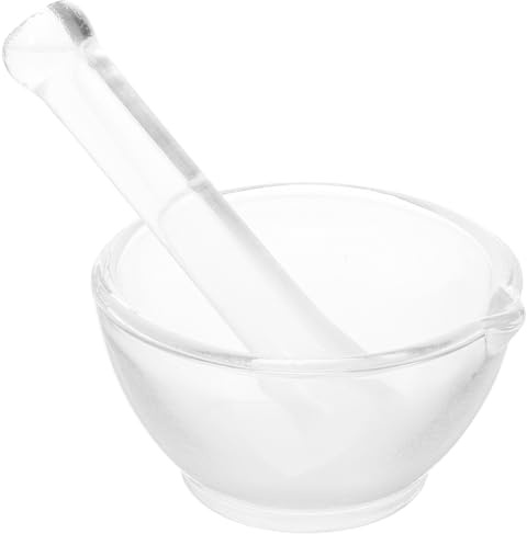 Mörser mit Stößel Klein 1 Satz aus Glas für Pillen und Medizin | Ergonomisches Design, Leicht zu Greifen, für Chemieversuch und Apotheke, zum Zerdrücken von Tabletten