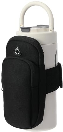 Phone Holder for Running Armband, Water Bottle Phone Holder for Gym, Adjustable Gym Water Bottle Bag with Phones Holders, Black