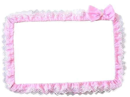 KSJOAIDDE Computer Screen Frame Border Cover Lace Fabric Protective Case with Bowknot 23 to 26 In pink