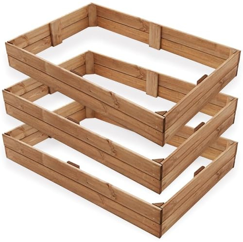BB Loisir Quadrato Orto EB Legno sopraelevato, 3 pezzi, Fioriera Chassis