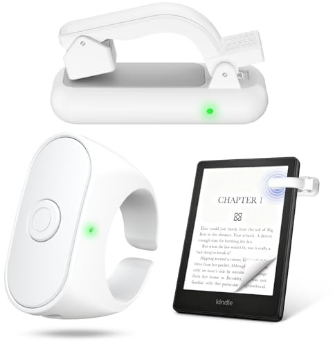 Kindle Page Turner Ring, Clip-On Clicker for Kindle & Camera Remote | Fits Kindle Paperwhite, Oasis & Scribe. No Bluetooth. Works through thick cases. Also a remote for iPhone, iPad & tablets
