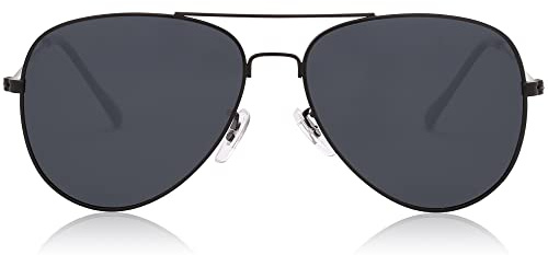 SOJOS Classic Aviator Polarized Sunglasses for Men Women Vintage Retro Style,Black/Grey