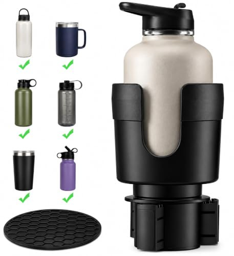 Xtremeauto Car Cup Holder Expander for Large Bottles & Mugs – Adjustable Expanding Base – Universal Vehicle Cup Holder Adapter for Cups, Tumblers & Water Bottles up to 96mm