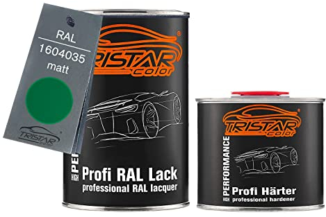 TRISTARcolor RAL 1604035 Grün matt 2K Autolack 1,5 Liter / 1500 ml Dose inkl. Härter