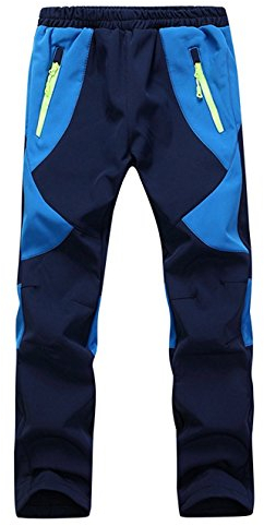 Echinodon Kinder Gefütterte Hose Softshellhose Wasserdicht Winddicht Atmungsaktiv Warm Regenhose Jungen Mädchen Trekkinghose Skihose Blau XS