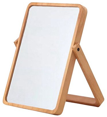 Restbuy kosmetikspiegel Tischspiegel Standspiegel Klein mit Holz-Rahmen und Standfuß Braun
