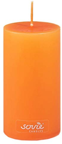 Sovie CANDLES Stumpenkerze | Adventskranz Gesteck Blockkerze | 1 Flachkopfkerze in Orange (Ø50mm x 100mm)