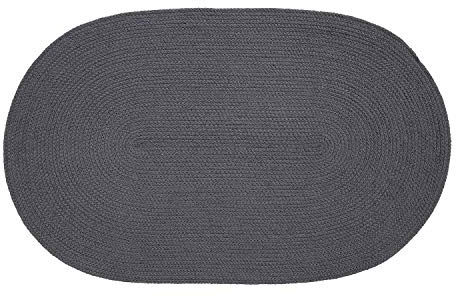 Homescapes ovaler Teppich 50 x 80 cm, dunkelgrau, geflochtener Läufer aus Baumwolle, Kleiner Wendeteppich, handgewebter Retro-Teppich, anthrazit
