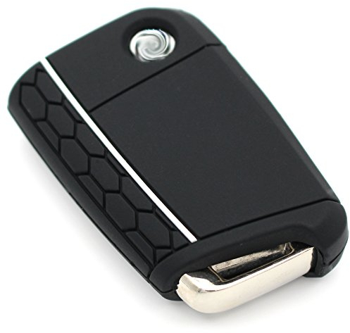 Schlüssel Hülle VB für 3 Tasten Auto Schlüssel Silikon Cover Schlüsselhülle Etui Schutzhülle (Schwarz Weiß)