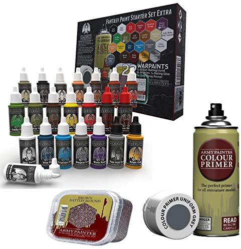 Grinning Gargoyle Fantasy Miniature Paint Set - The Army Paint for Roleplaying Tabletop Figures - 22x Acrylic Paints and Brush Selection - Miniature Painting Kit Hobby (Extra)