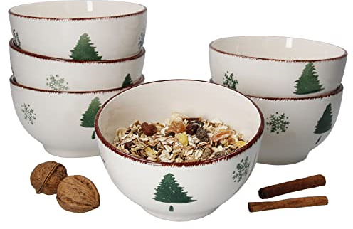 MamboCat 6er Set Müsli-/Gebäckschalen Schneeflocken & Tannenbaum I 550 ml I Weihnachten I für 6 Personen I Plätzchen, Nüsse, Pralinen I Christmas, X-Mas I Festtagsessen I Schüssel